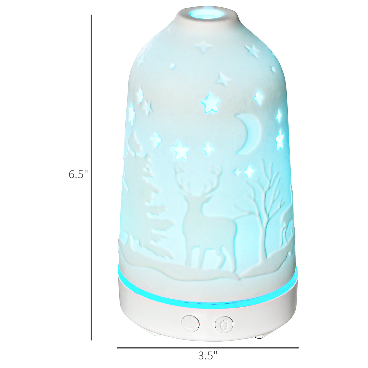 100 ml Ultrasonic Aromatherapy Diffuser, Essential Oils Humidifier with Ceramic Cover, 7 Colors LED Lights, Timer, Waterless Auto-off for Home and Office, White