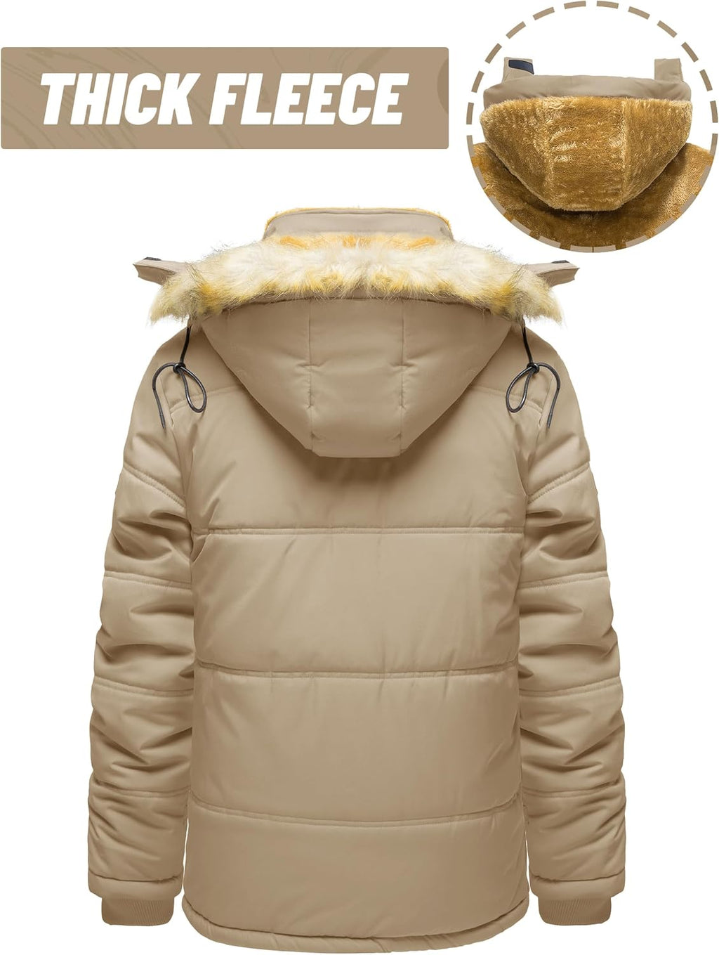 Men'S Winter Jacket with Hood Water Repellent Windproof Thicken Parka Winter Coat