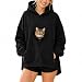 Pet Pouch Hoodie with Zippered Chest Carrier Pocket Unisex Relaxed Fit, Side Sleeve Pocket, Kangaroo Hand Pocket, Soft & Breathable Fabric, (Black, XL)