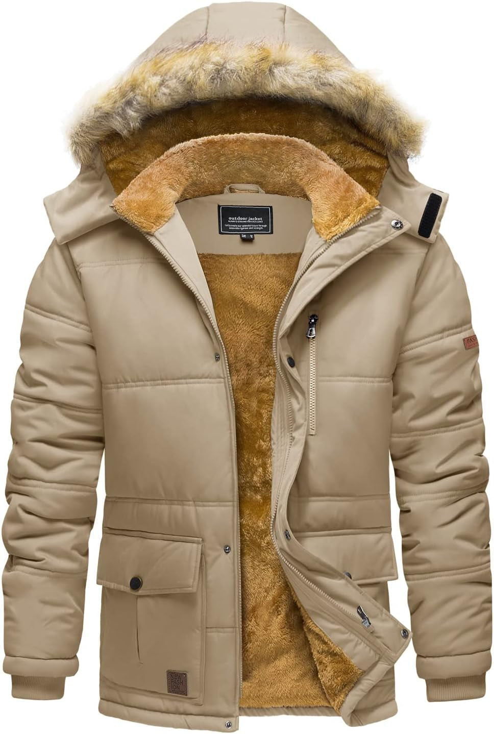 Men'S Winter Jacket with Hood Water Repellent Windproof Thicken Parka Winter Coat