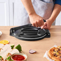Tortilla Press, 10 Inch Tortilla And Roti Maker, Cast Iron Heavy Duty Tortilladora Press, Pre-Seasoned Pataconera Maker With 100 Pcs Parchment Paper, Dough Maker For Flour Tortilla, Tawa, Silver