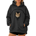 Pet Pouch Hoodie with Zippered Chest Carrier Pocket Unisex Relaxed Fit, Side Sleeve Pocket, Kangaroo Hand Pocket, Soft & Breathable Fabric, (Black, XL)