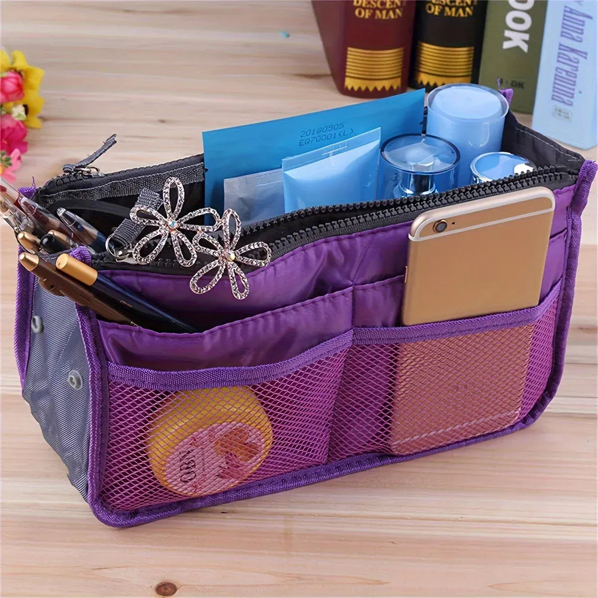 Double-Zipper Handbag Organizer Insert