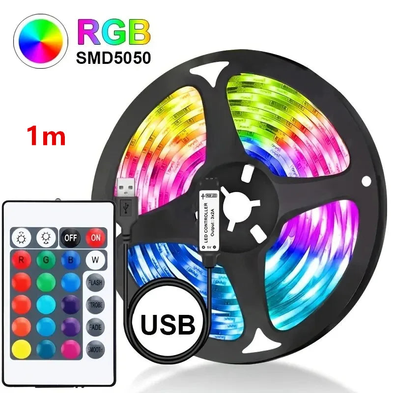 Smart RGB 5050 LED Wall Strip Lights Bluetooth Music Sync APP Remote Flexible Ribbon for TV Backlight Bedroom Home Party Decor